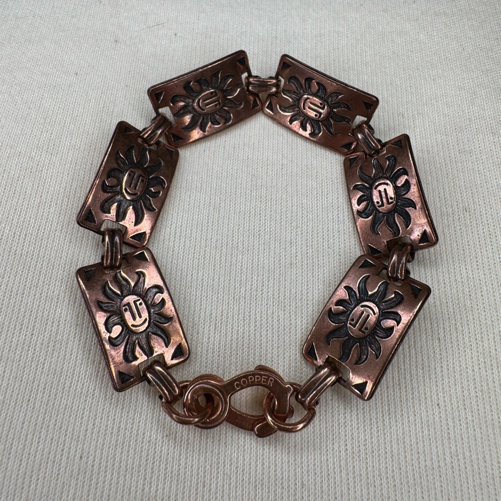 Vintage solid copper sun bracelet